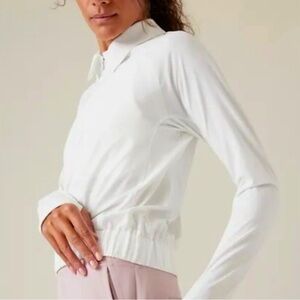 Athleta Advantage Polo Long Sleeve zip collared Shirt